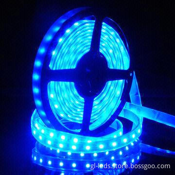 12V Flexible LED Strip with Blue Color, Energy-saving, Super-bright SMD Top LED and Wide Beam Angle